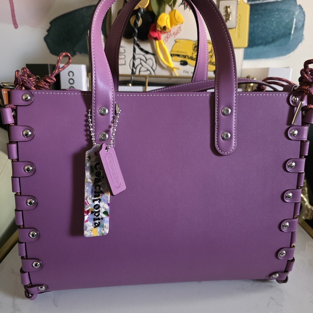 NWT Coach Re Laceable Purple Medium Tote - Picture 5 of 9